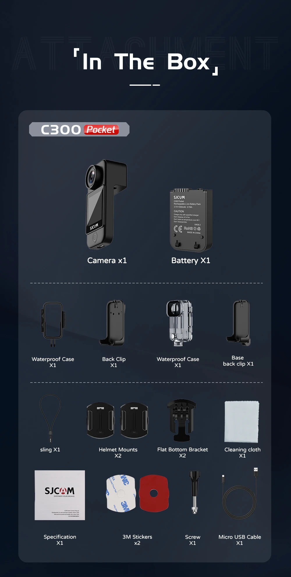 SJCAM C300 4K Action Camera Touch Screen 6-Axis Gyro Stabilization 30m Waterproof 1000+2800mAh Battery 460Min Recording