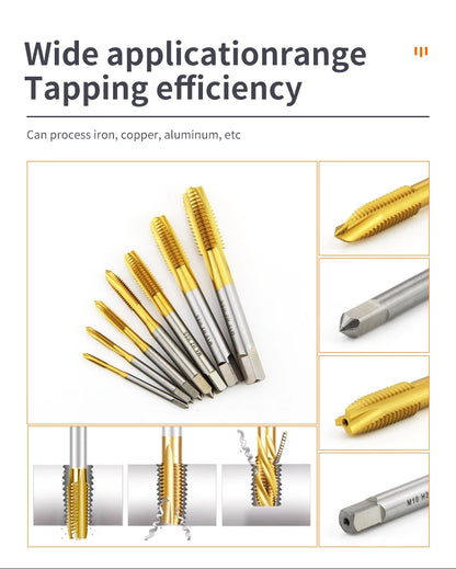 HSS Titanbeschichtung Gewindebohrer Bohrer M2 M2,5 M3 M3,5 M4 M5 M6 M8 M10 M12 Metrische gerade Nut Gewindebohrer Handwerkzeuge