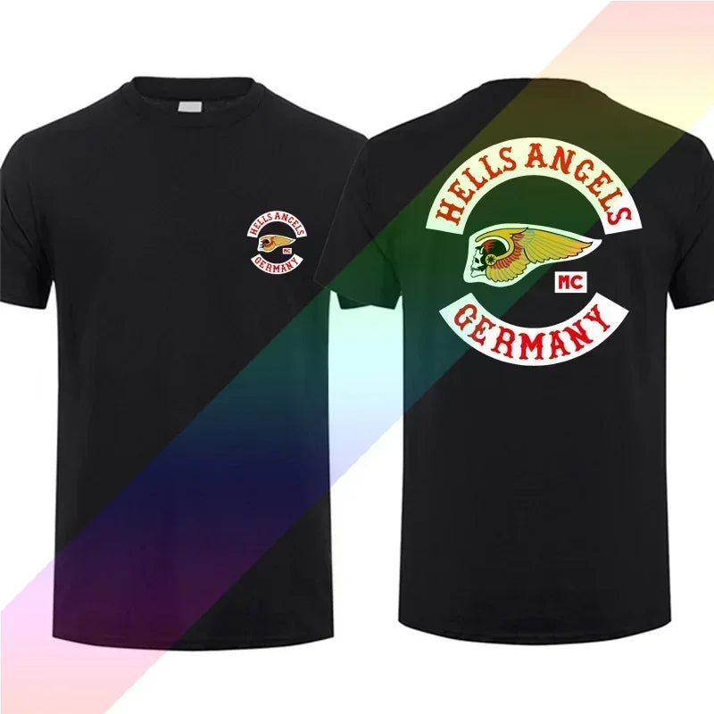 2024 Men T Shirt Casual Hells Motorcycle Club World Angels T-shirt Graphic Summer Short Sleeves 100% Cotton S-3XL Cool Tee.