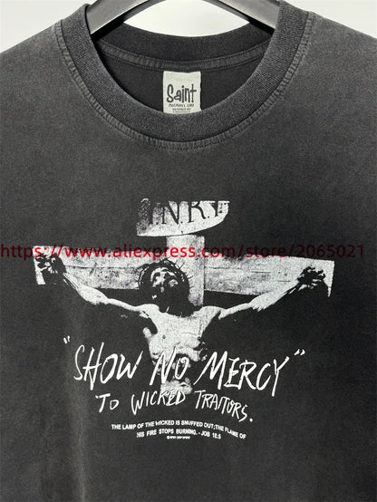 SAINT Vintage NIN Nine-inch Nail T-Shirts Best Quality Vintage Washed T Shirt Tee Tops