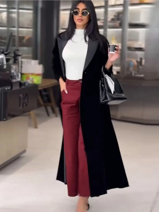 Muslim Women Abaya Eid Lapel Trench Coat Single Breasted Overcoat Ramadan Morocco Dubai caftan kaftan Arab Casual Long Outerwear.