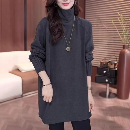 High-necked German Velvet Warm Long-sleeved T-shirt Base Shirt for Women in Autumn and Winter Mid-length Inner Tops.
