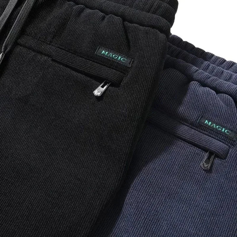 Herren-Freizeithose, verdickt, gerades Bein, warm, Herbst-Winter-Oberbekleidung, modisch, vielseitig, lockere Passform, sportlicher Stil.