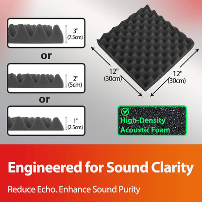 TOUO 6-48 Pack Acoustic Panels Sound Proof Foam Panels Wall Soundproofing Acoustic Foam Panels  Flame Retardant