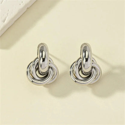 2Pcs Trendy Stainless Steel Gold Color Knot Hoop Earring For Women,Shiny Cute Tragus Cartilage Ear Stud Suitable Give Girlfriend.
