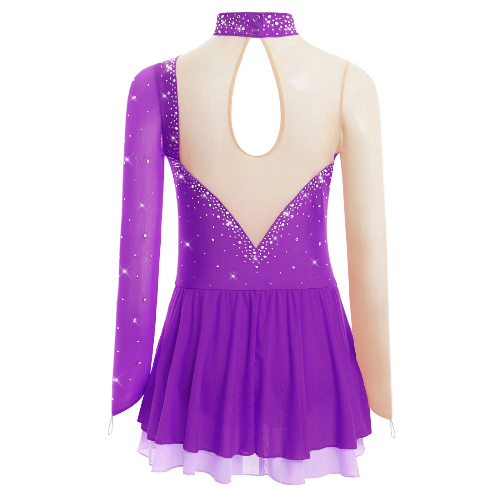 Kinder Mädchen Eiskunstlauf Kleid Lyrical Ballett Tanz Rhythmische Gymnastik Leistung Kostüm Langarm Strass Trikot.
