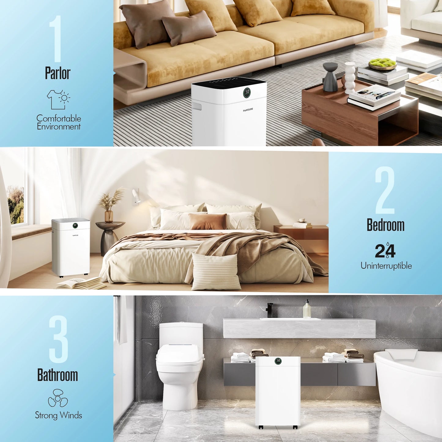 Dehumidifier 20 L, Dehumidifier Cellar Rooms with Digital Display, 24H Timer, Automatic Defrosting, Dry Clothes, Continuous Drai.