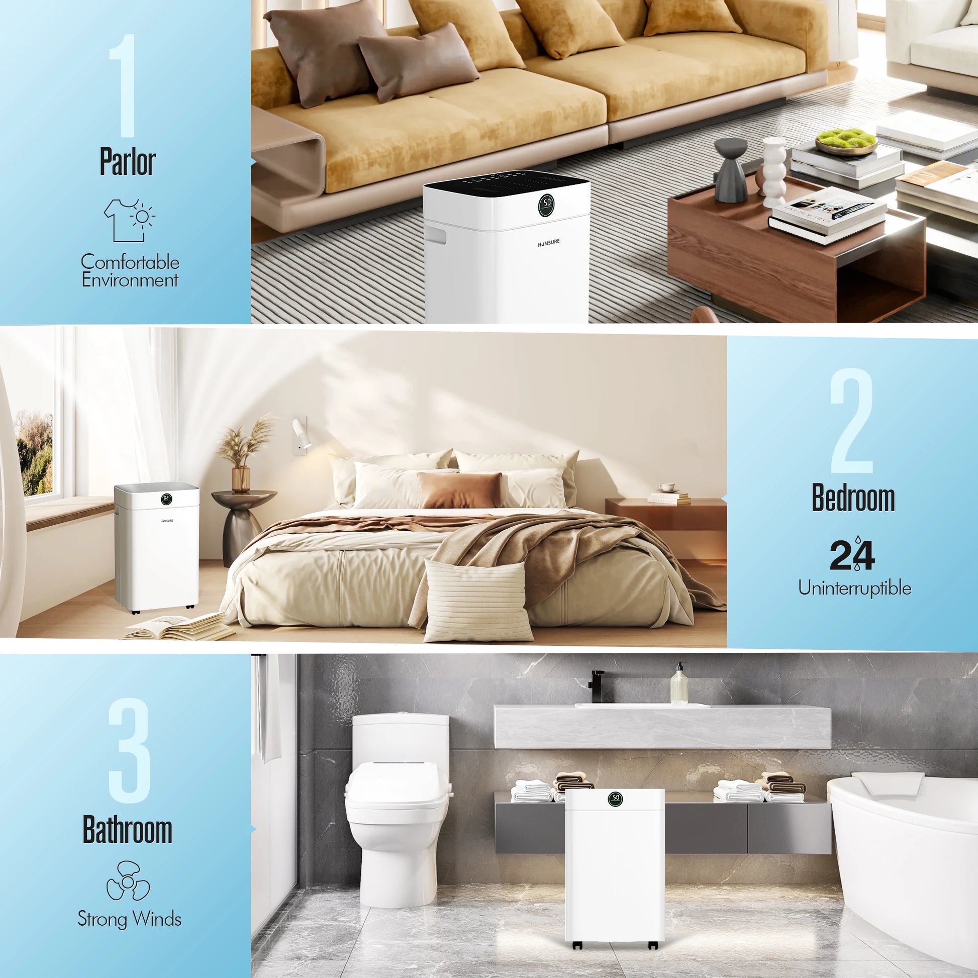 Dehumidifier 20 L, Dehumidifier Cellar Rooms with Digital Display, 24H Timer, Automatic Defrosting, Dry Clothes, Continuous Drai.