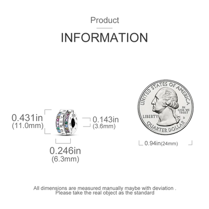 Silver Clasp 925 Sterling Silver CZ pave Clip Charms Daisy Beads Stopper Safety Chain fit Original Bangle Bracelet Jewelry Clip