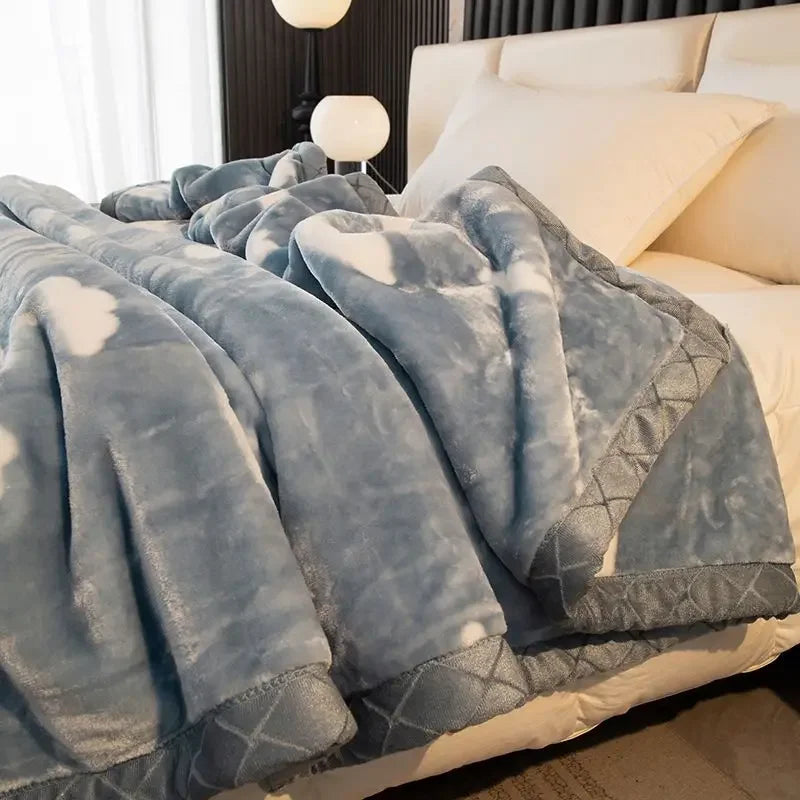 Double-deck Thickening Blanket Winter Dormitory Siesta Plush Fur Quilt Keep Warm Soft Comfortable Coral Fleece Sheet Bed Cover