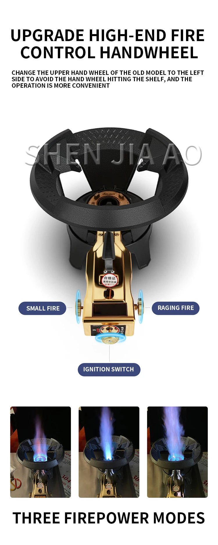 Commercial High-pressure Gas Stove Single-hole High-pressure Liquefied Gas Stove for Hotel Restaurants 8#/10#.