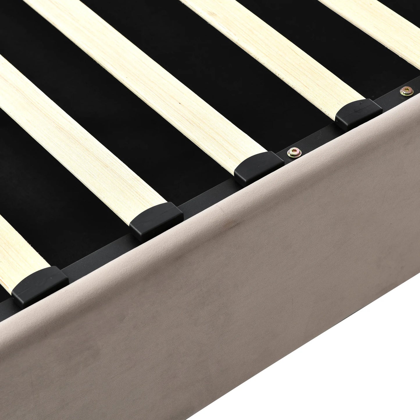 KOMHTOM Hydraulisch Polsterbett Hellgrau - Verstellbares Kopfteil, Metallrahmen-Lattenrost, mit Stauraum, Samtbezug