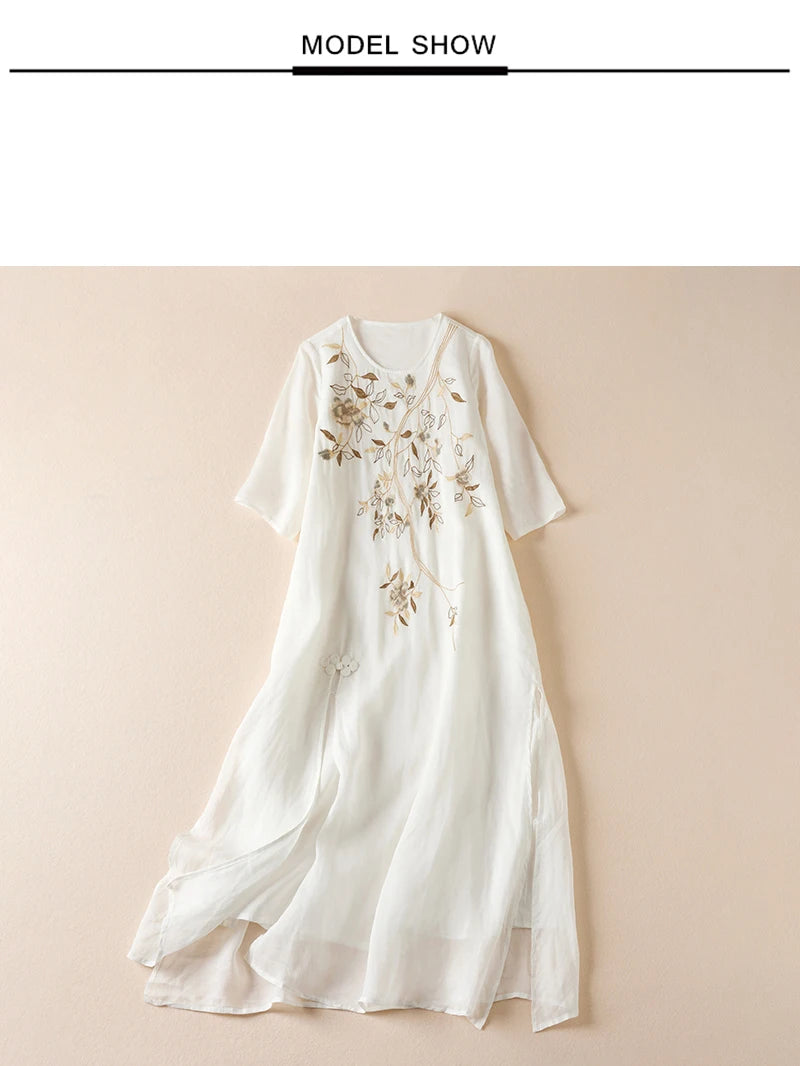 Sommer Druck Vintage Kleider Für Frauen 2025, Neue Casual Lange Dünne Atmungsaktive Kleid Femme Robe Büro Dame Arbeit Elegante Kleidung.