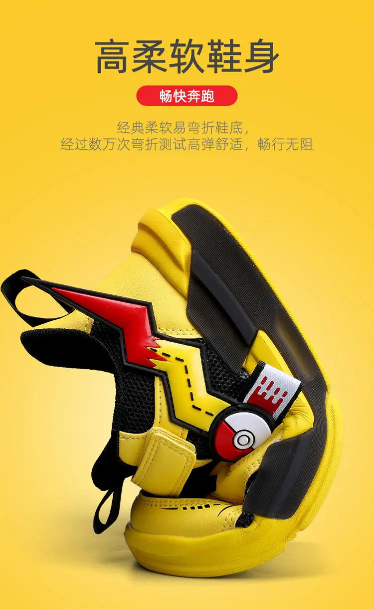 Pokemon Pikachu Children Sports Shoes Spring and autumn Fashion Anime Boy Sneakers Student Breathable Non-slip Running Shoe.