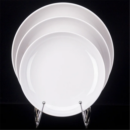 Deep Round Melamine Dinner Plates White Hotel Serving Tray Table Dishes Imitation Porcelain Dishes to Eat Kitchen Dining Sets.