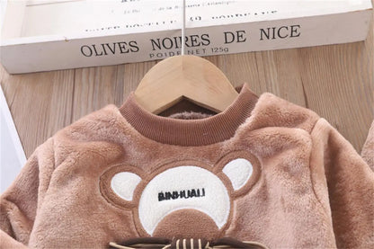 3PCS Winter Autumn Toddler Baby Boys Girls Clothes Baby Sweaters Coat +Pants +Hooded Vest Outfit Set Infant Warm Clothing Suits.