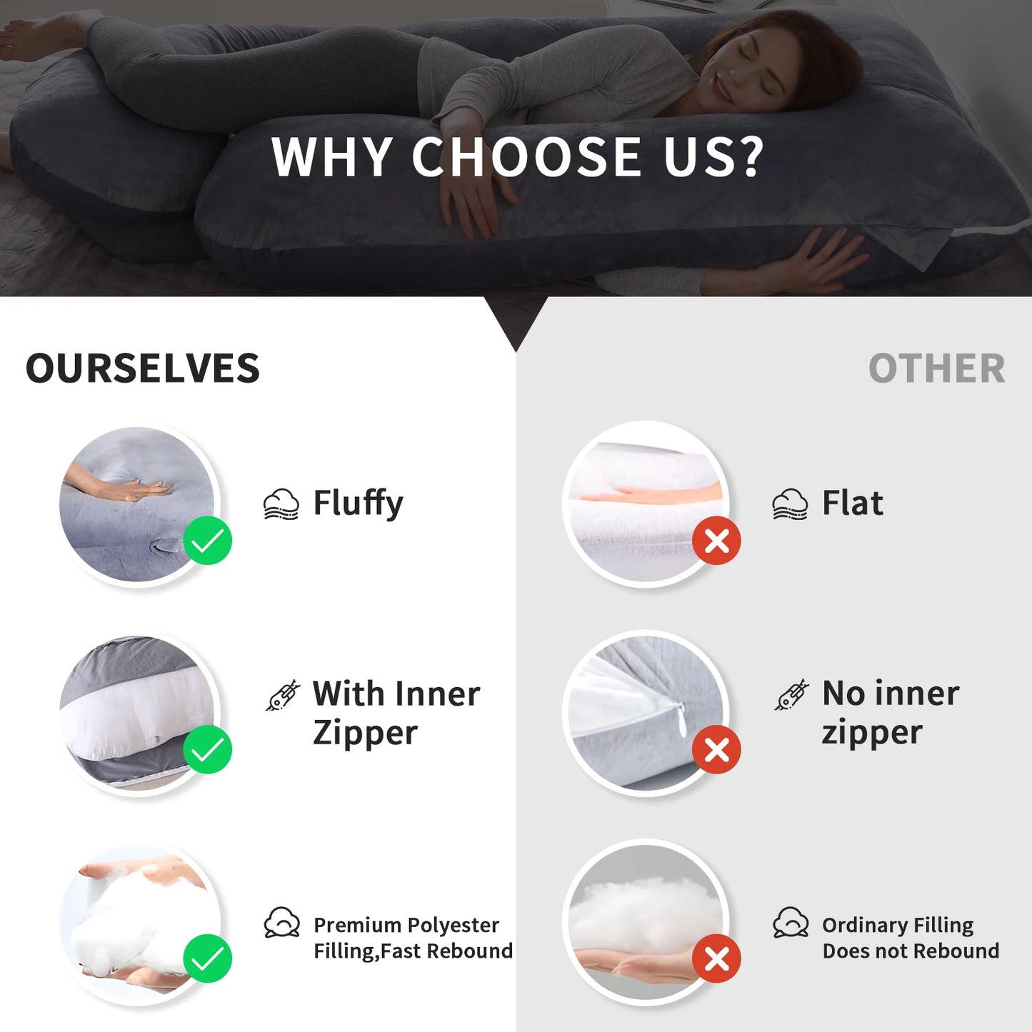 Pregnancy Pillows for Sleeping, G Shaped Full Body Maternity Pillow with Removable Cover - Support for Belly for Pregnant Women.