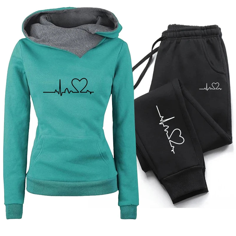 Women's Tracksuit Female Pullover Hoodies Jogging Pants Sweatshirt Sports Suit Two Piece Set Women Clothing Winter Warm Outfits.