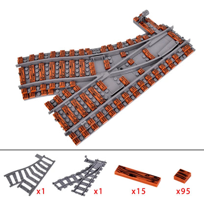 MOC City Creative Idea Train Straight and Curved Rails Base Tracks Shoulder Building Blocks Bricks Accessories DIY kid Toys gift.