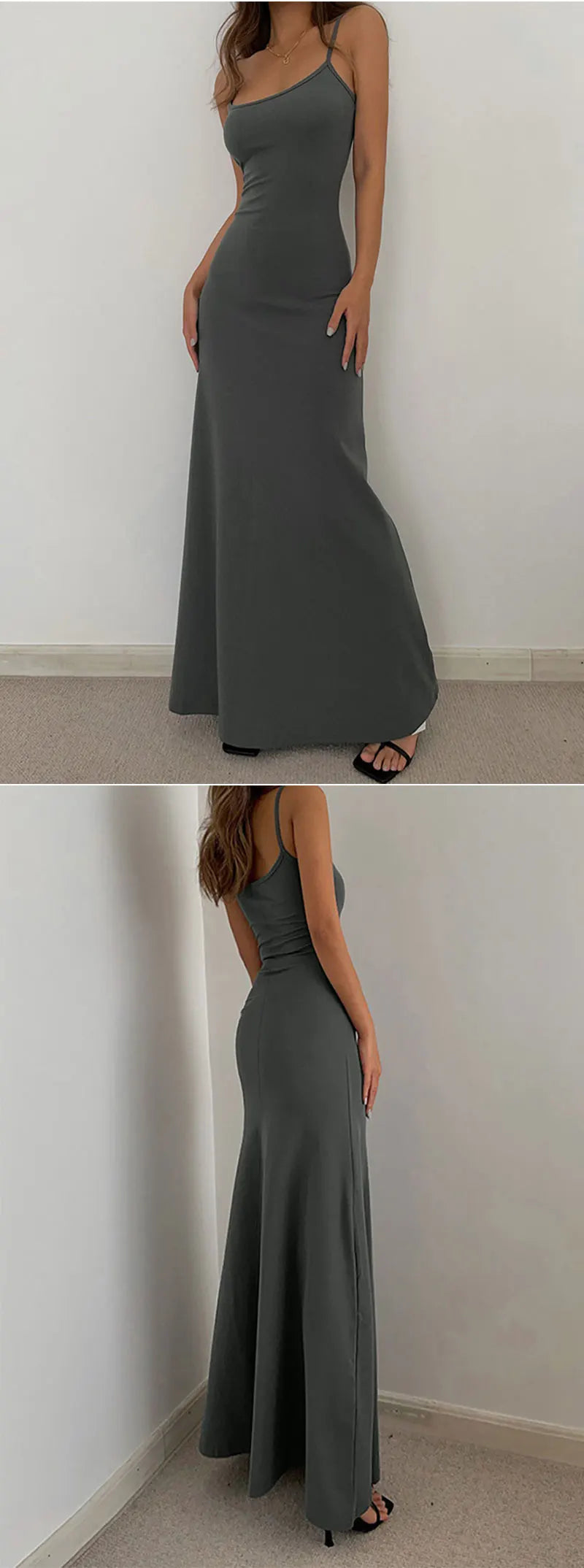 2024 sommer frauen Neue Mode Einfache Temperament Hosenträger Lange Backless Schlank Taille Sexy Süße Und Würzige Casual Kleider.