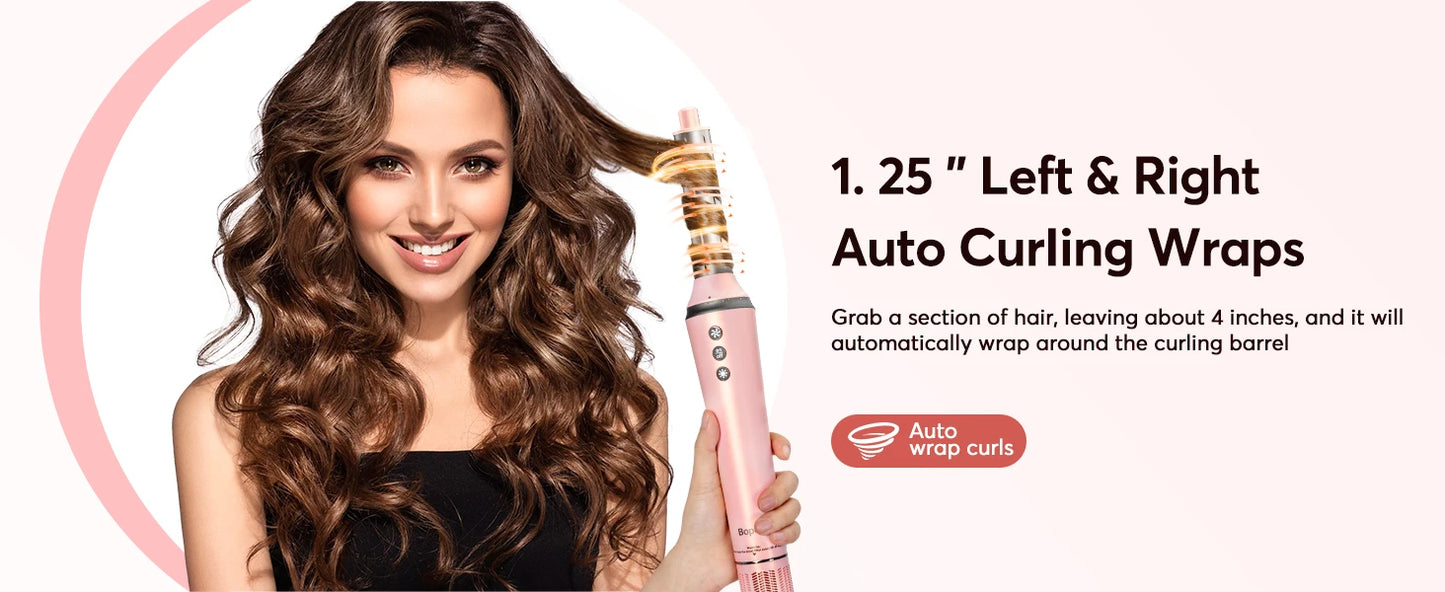 5 in 1 Hair Dryer,Multi Styling Tool,Straightener & 32mm Curling 300 Million Negative Ions Hair Care 1-3 Mins Quick Drying Gifts