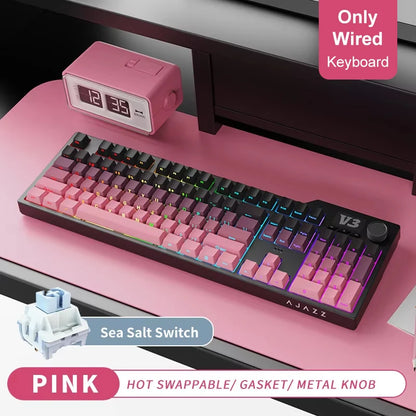 NEW Ajazz AK35I V3 MAX Tri-mode Wired Bluetooth Wireless Gaming Keyboard Gasket Full Key Hot Swap 104 Keys Customized Keyboard