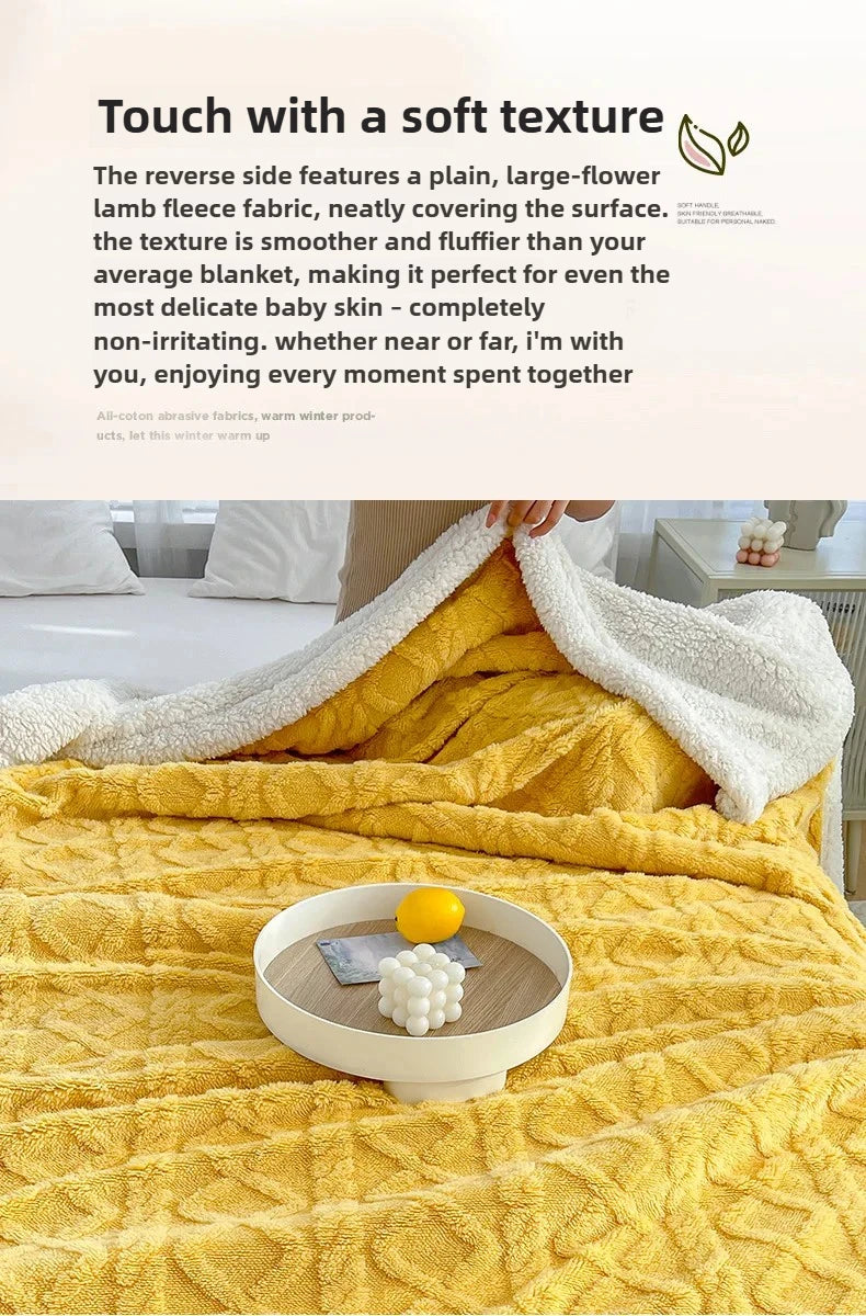 Double Layer Fleece Blanket Autumn Winter Thick Warm Office Nap Throw Blankets for Sofa Bed Single Double Soft Plush Comforter.