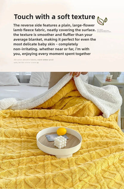 Double Layer Fleece Blanket Autumn Winter Thick Warm Office Nap Throw Blankets for Sofa Bed Single Double Soft Plush Comforter.