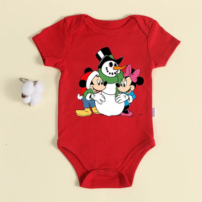 Weihnachten Neugeborene Baby Roten Strampler 100% Baumwolle Baby Mickey Print Infant Outfit Baby Mädchen Jungen Body Disney Kleidung Weihnachten Geschenk