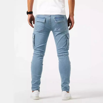 Neue Jeans Herren Seitentasche Skinny Jeans Schlank Einfarbig Hohe Taille Denim Bleistift Hosen Sommer.