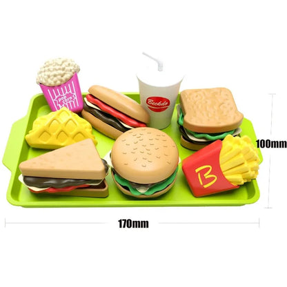 9 PCS Set Detachable Plastic Snack Hamburger Pretend Toy Kids Kitchen Play House Food Toy.