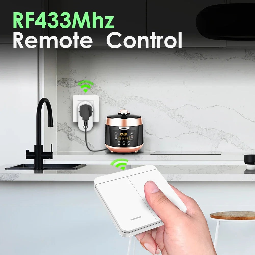 433 Mhz Drahtlose Steckdose Fernbedienung AUF OFF Smart Plug EU FR Mit Wand Schalter Steckdose 15A 220 V für Home Appliance Licht Fan.