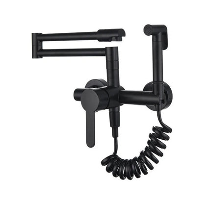 KEMAIDI Pot Filler Faucet Wall Mount Folding Faucet 2 Handle with Double Joint Swing Arms Brass Commercial Kitchen Faucets