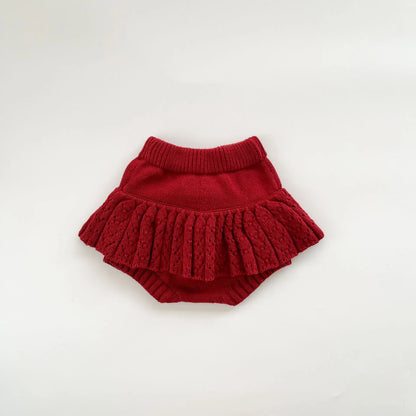 Babykleidungsset 2025, Herbst und Winter, neuer Baby-Strickanzug, Handhaken, Ballpullover + Blasenball-Rock, Hose