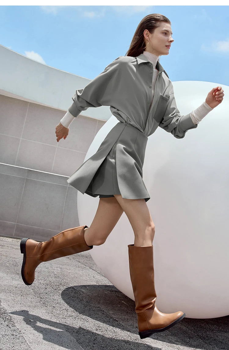 AMII Minimalism Casual Shorts Skirts Women High Rase 2024 Autumn New Fashion Commuter Lady Straight Blazer A-Line Skirt 12343035.