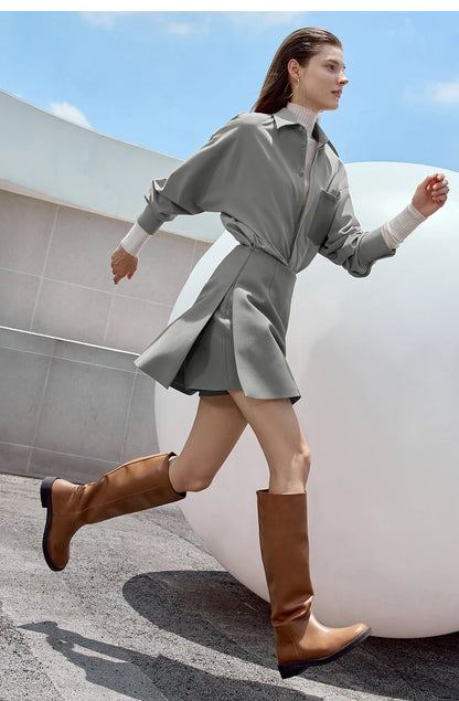 AMII Minimalism Casual Shorts Skirts Women High Rase 2024 Autumn New Fashion Commuter Lady Straight Blazer A-Line Skirt 12343035.