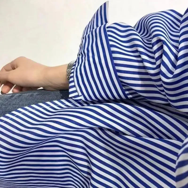Women Shirt Blouse Blue Vertical Striped Shirt Women's Autumn Clothing Loose Long Sleeve Shirt Blusas Mujer.