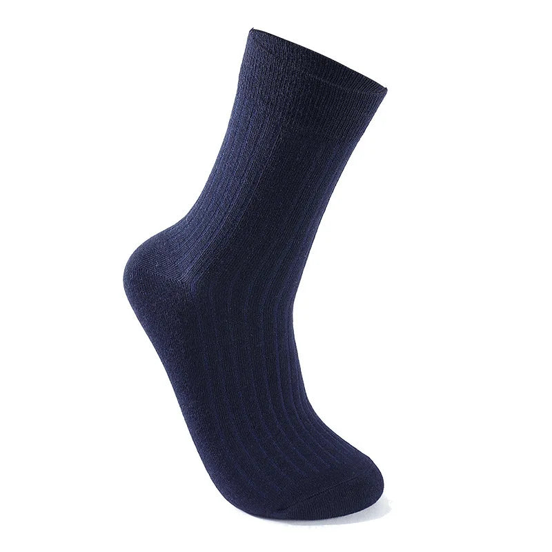 5 Pairs Socks Men's Mid-tube Sweat Absorption Business Sports Black Solid Color Stockings Autumn Winter Double Needle Breathable.