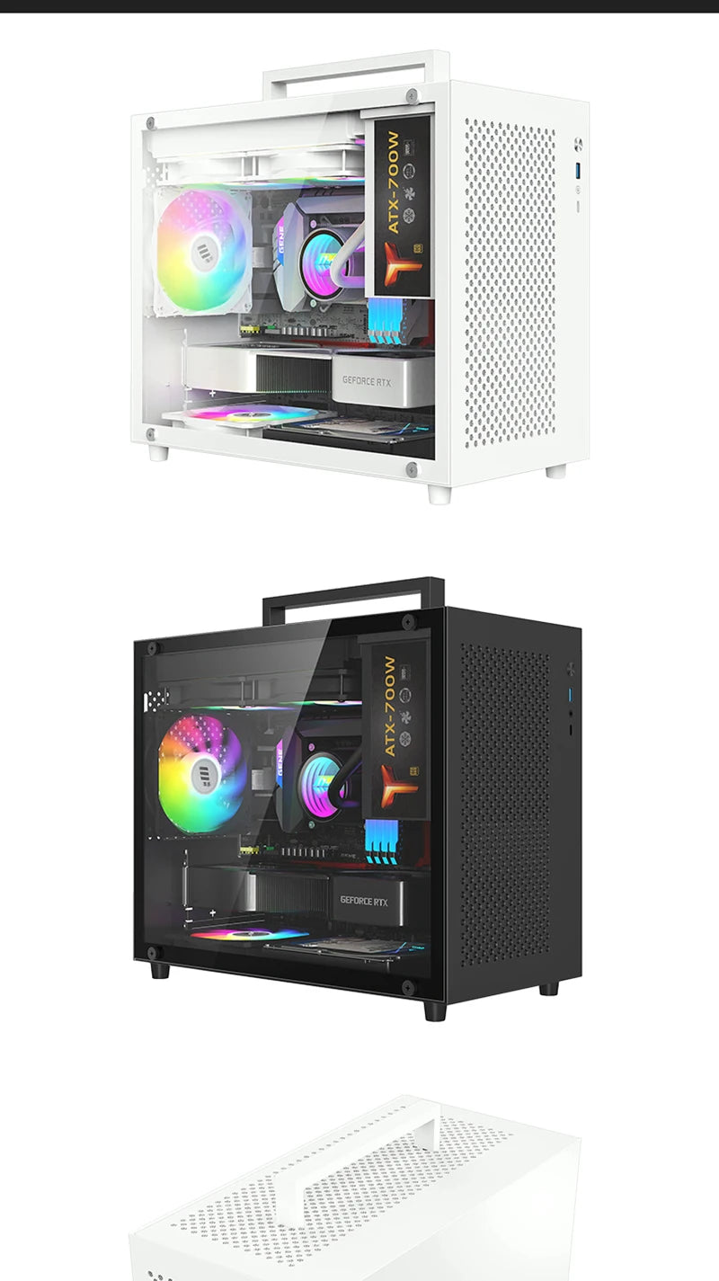 METALFISH S9 MATX Computer Case Gaming PC Chassis Support MATX/ITX/ATX PSU/240 Liquid Cooler/360mm GPU.
