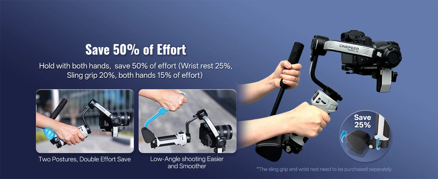 ZHIYUN Official CINEPEER WEEBILL 3E Handheld Camera Gimbal Stabilizer 3-Axis Cameras Gimbals for DSLR Mirrorless Cameras.