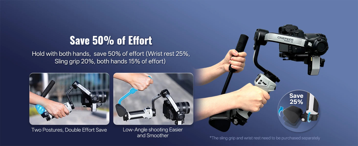 ZHIYUN Official CINEPEER WEEBILL 3E Camera Stabilizer Handheld Gimbal 3-Axis Cameras Gimbals for DSLR Mirrorless Cameras.