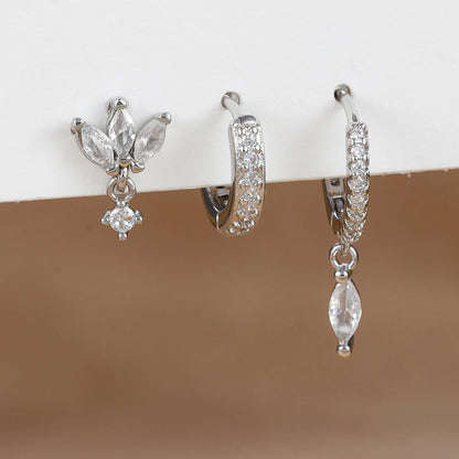 3PCS Fashion Horse eyes Pendant Piercing Earrings Set For Women Stainless Steel Zircon Ear Studs Earring Trendy Jewelry aretes.