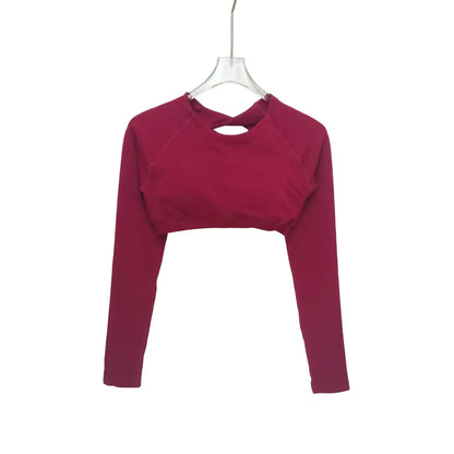 NCLAGEN Long Sleeve Crop Top Woman Yoga Pilates Clothing Beautiful Back Gym Workout Sportswear Sports Compression Shirt.