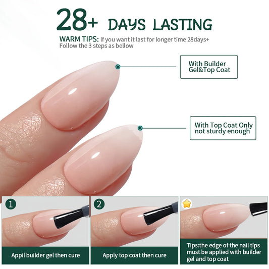 NAILPOP 150Pcs 4 in 1 Ombre Gel Nail Tips White Gradient Soft Gel False Nail Tips Soak Off Fake Nails Extensions DIY 15 Sizes.