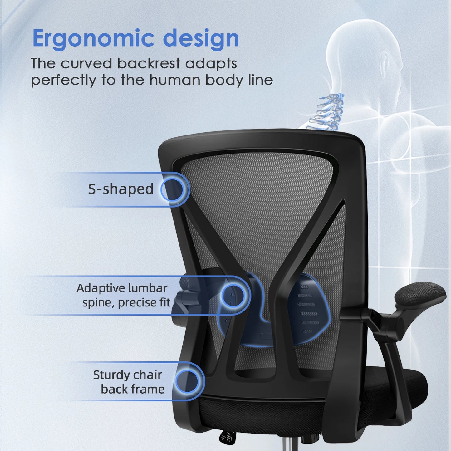 aiibottech Bürostuhl Ergonomische Liege 90er ° -125 ° ,Schreibtischstuhl mit Lordosenstütze, verstellbarer Computerstuhl, Wohnzimmerstühle