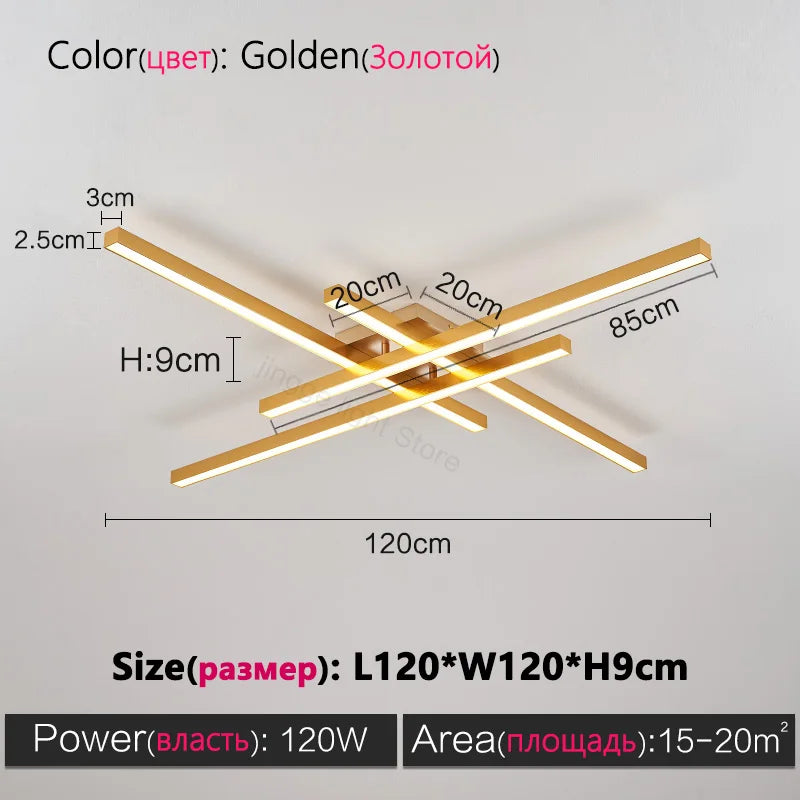 Schwarz Kronleuchter quadratische Schlafzimmer Lampen Wohnzimmer Lampe LED Deckenleuchte Nordic minimalistische kreative LED Deckenleuchte Streifen Lichter