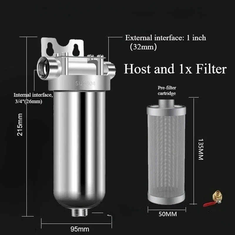 Pre filter household well water whole house household water purifier 304 stainless steel high flow backwashing water filter.