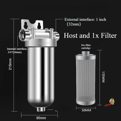 Pre filter household well water whole house household water purifier 304 stainless steel high flow backwashing water filter.