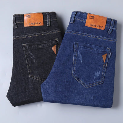 2025 frühling männer Jeans Hohe Qualität Klassischen Stil Business-Mode Schwarz Blau Slim-fit Denim Hosen Männliche Marke casual Hosen.