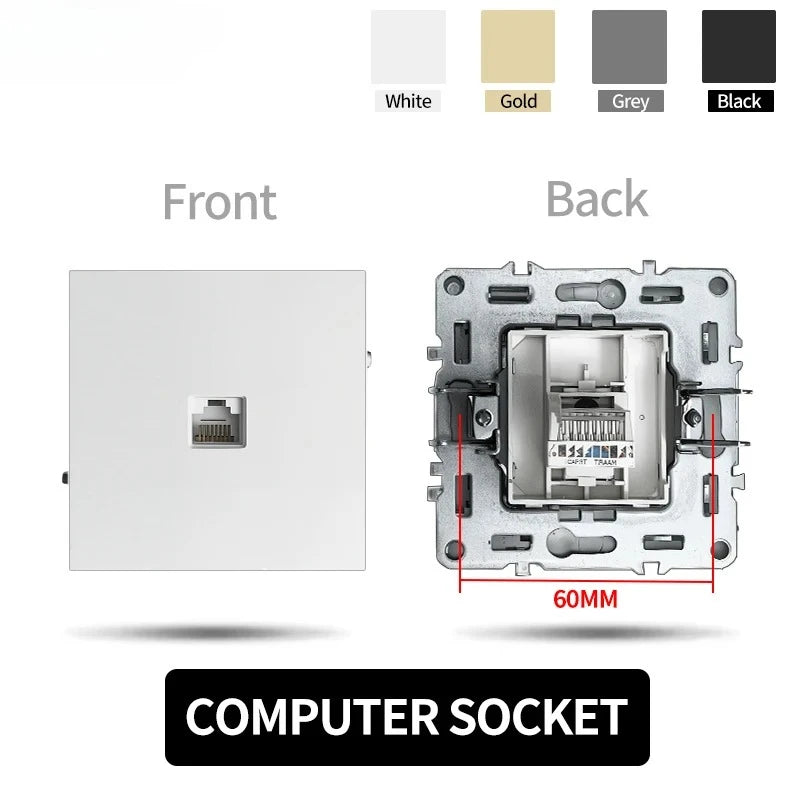 80 mm Typ Rahmen Steckdose 1/2-Wege-Wandknopfschalter USB Typ-C-Anschlüsse Steckdose EU-Standard für Deutschland DIY Teil freie Kombination.